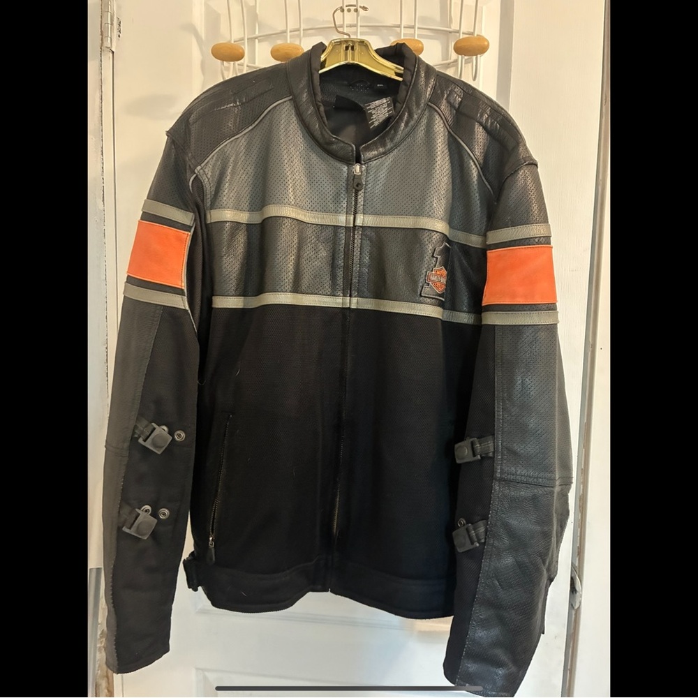 Harley-Davidson Black and Orange Performance Jacket with Protective Padding